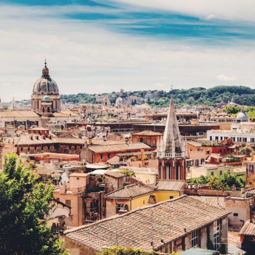 Aerial view to Rome city. Italy, Europe